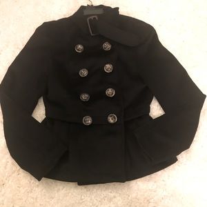 Small Burberry black military pea coat